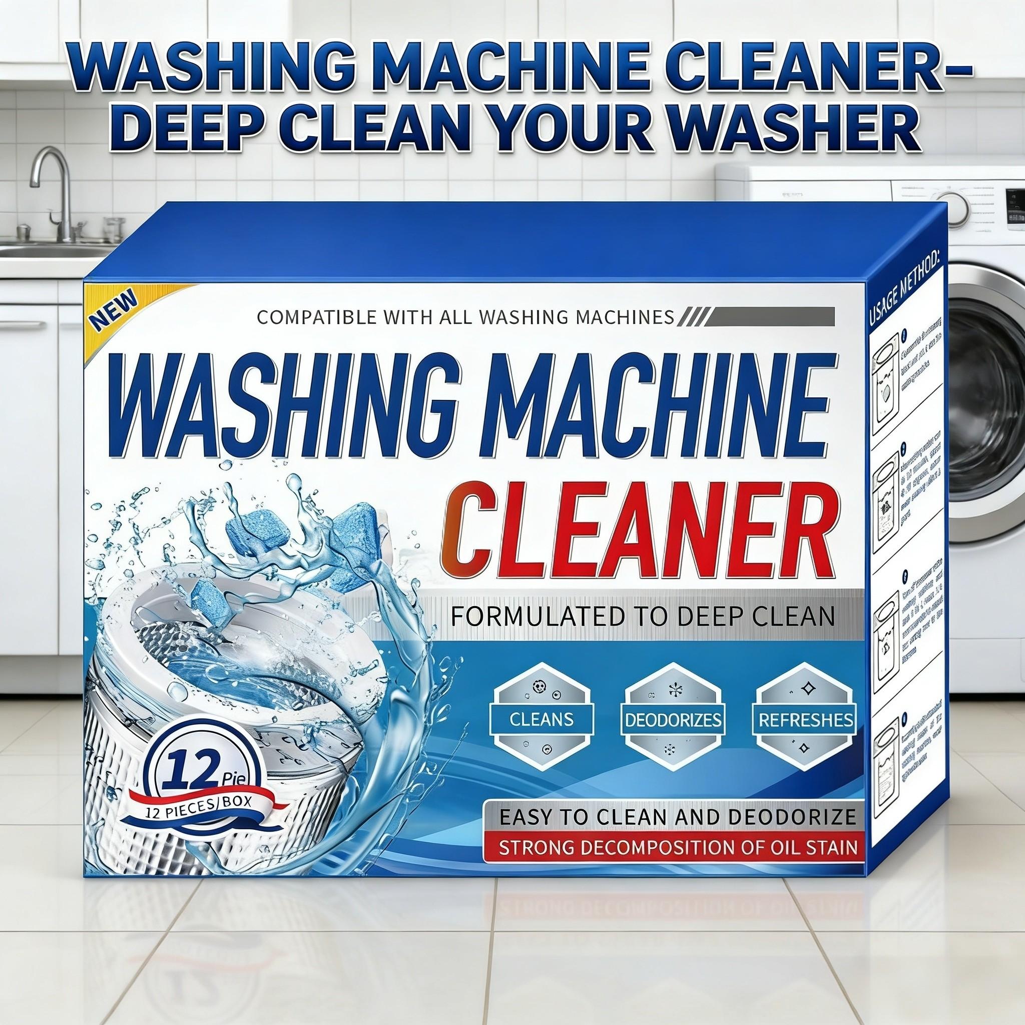 Washing Machine Cleaner and Descaler 12/24 Tablets per Box, Deep Cleaning Tablets for Front-Load and Top-Load Washers, -Friendly Deodorizer, Provides 12 Months and 24 Months Supply