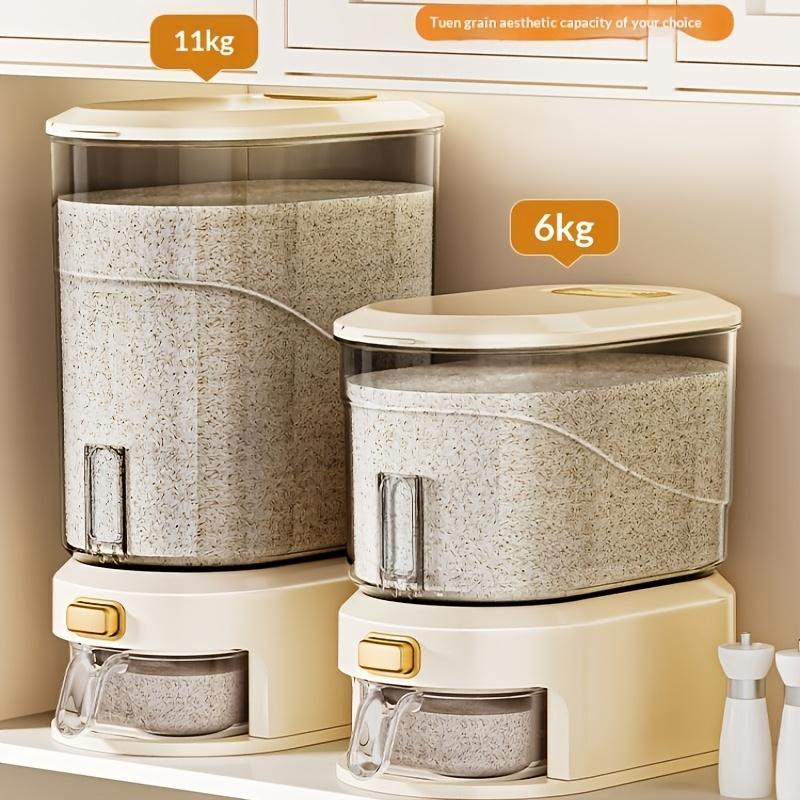 22 Lb/10kg Large Capacity Rice Container with Measuring Cup and Time Markings - Plastic Grain Storage Bin - Airtight,, Moisture-Proof Flour Storage Container, Rice Bin, Storage Container for Flour, Grains, Beans, Pet Food, Cat Food, Dog