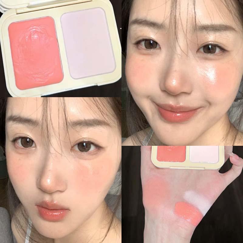 ✨ 2-in-1 Blush Palette with Mirror 🪞 Cheek Makeup Duo Dual Color Cheek & Eyeshadow｜Lightweight Natural Look & Long-Lasting Matte Blur Effect 🕑 Natural Flush for All Skin Tones 🌸 Perfect Christmas Gift & Unisex Makeup Must-Have！