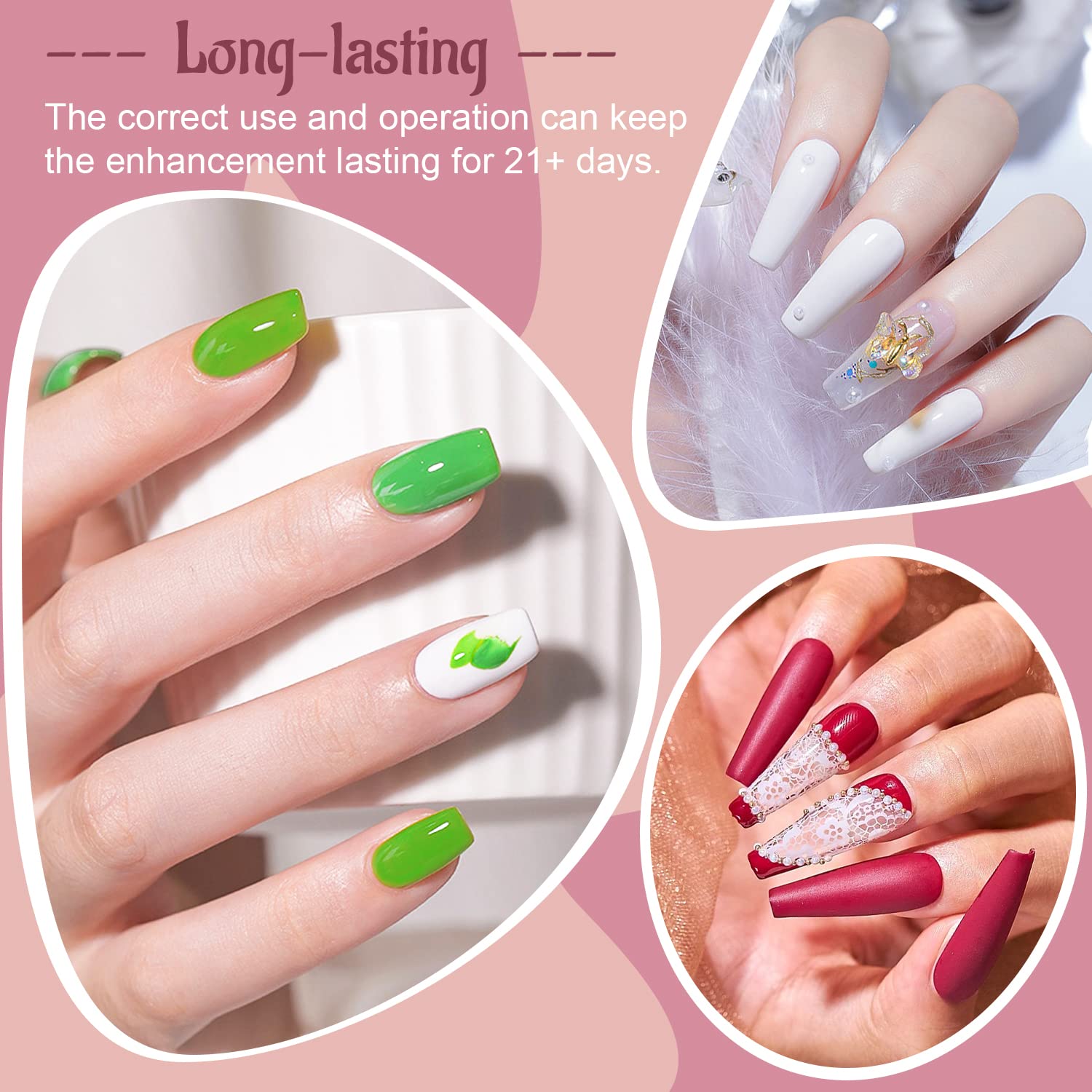 JODSONE Gel Nail Polish Kit 60 PCS with U V Light Base Top Coat 55 Shine Colors Bright and Dark Series Manicure Set