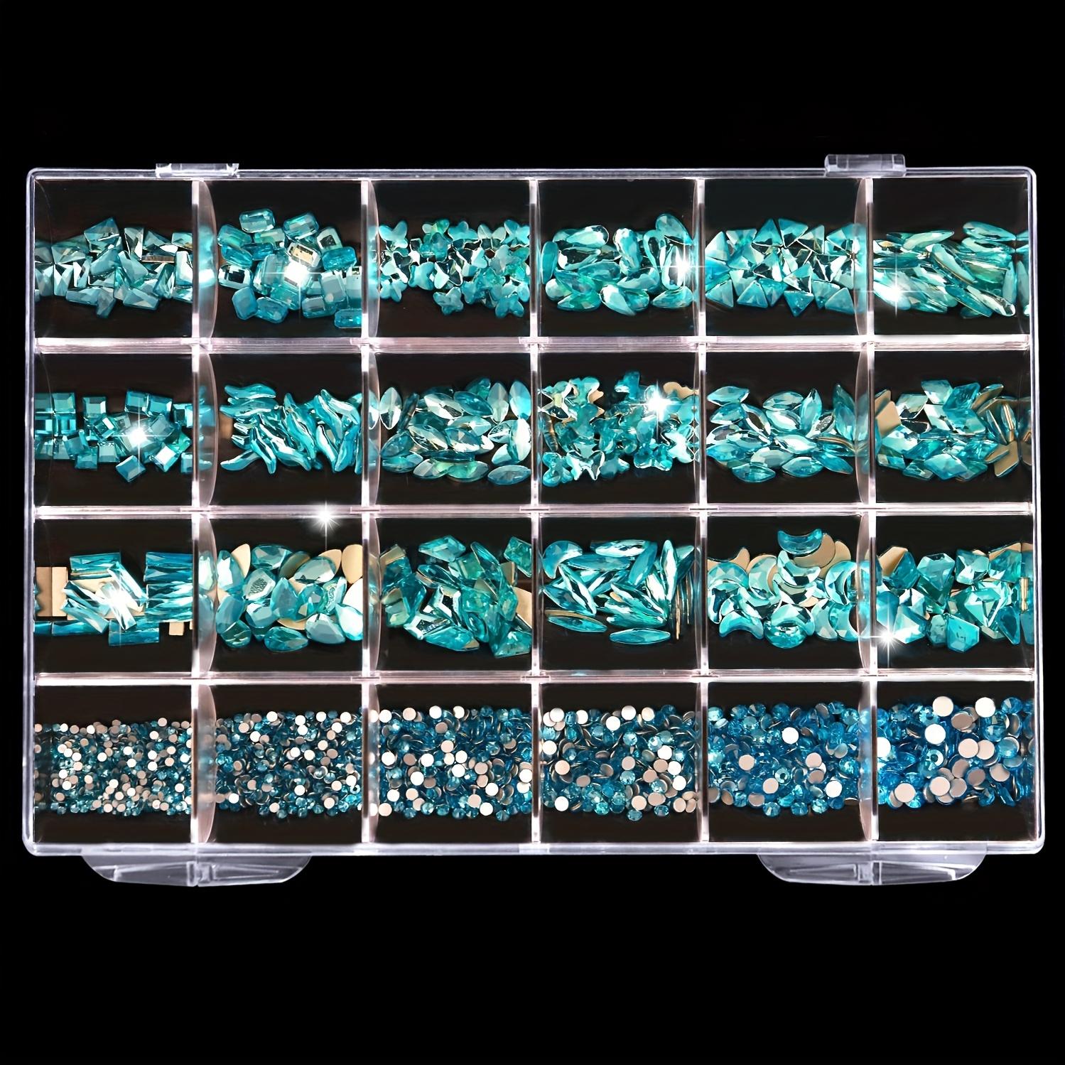 24 Grid Nail Art Box with Multi-Style Rhinestone Tray, Suitable for Salon Use, 24 Compartments for Rhinestone Storage, DIY Nail Design