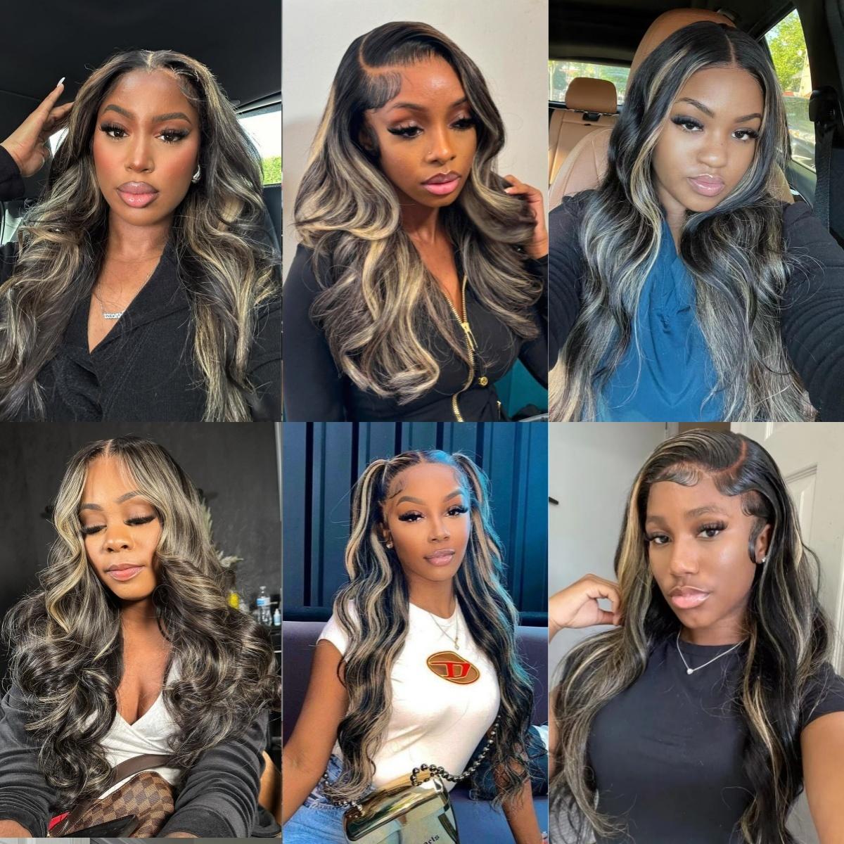 12A Blonde Highlight Wig Human Hair 13X4 13x6 Body Wave Lace Frontal Human Hair Wigs Pre plucked 180% Density  Pre-Plucked Transparent Lace Frontal Human Hair for Women SpringStatements