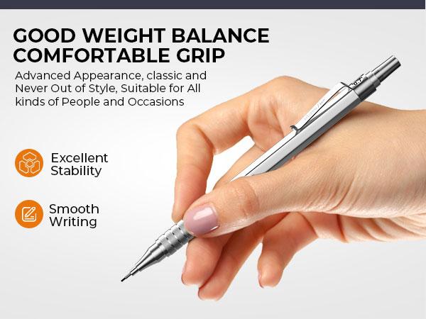 Nicpro 45Pack Black & Silver Metal Mechanical Pencil Set in Leather Case, Art Drafting Pencil 0.5, 0.7, 0.9 mm, 2mm Lead Holders for Sketching Drawing With 27 Tube (6B 4B 2B HB 2H 4H Colors)Lead Refill