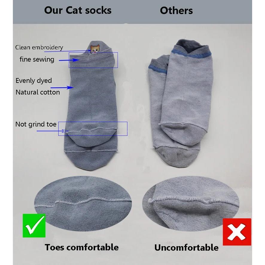 10 Pairs Pack Kawaii Socks Women Happy Ankle Funny Cartoon Embroidery Cat Harajuku Accessories Short Lot Gift Paws Claw