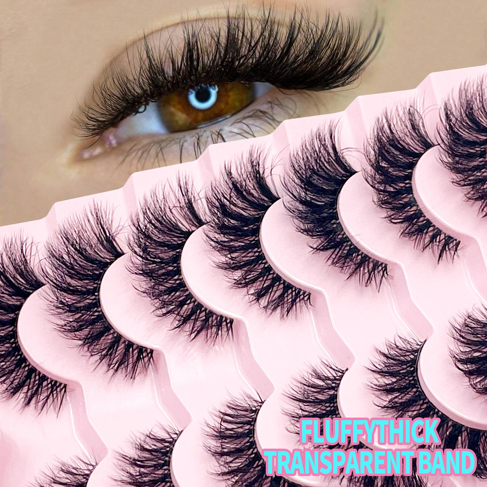 7 Pairs False Eyelashes Fluffy Natural Look Lashes With Clear Band Faux Mink Lashes Fake Eyelashes Three-Dimensional Strip Lashes For Daily Wear Cosmetic