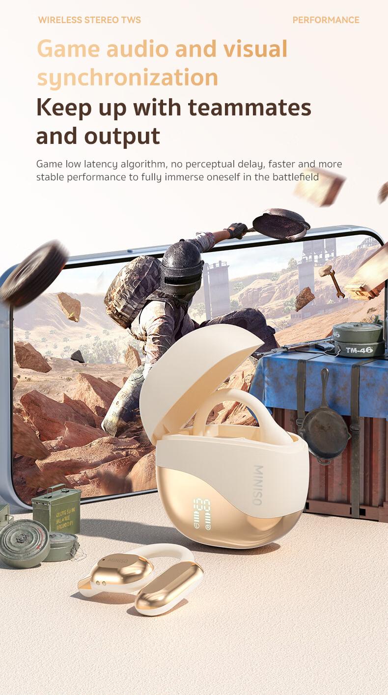 MINISO X38 Wireless On-ear Design Earphone for Summer, Noise Cancelling Headphone with Digital Display, Bluetooth-compatible Headphone for Running, Gym, Workout, Sports MINISO X38 Wireless On-ear Design Earphone for Summer, Noise Cancelling Headphone with Digital Display, Bluetooth-compatible Headphone for Running, Gym, Workout, Sports