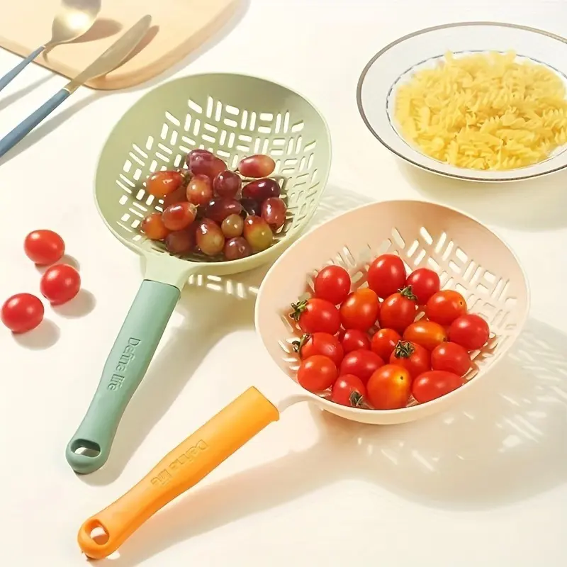 Kitchen silica gel big colander kitchen large Lo mein big colander household long handle anti-skid round strainer