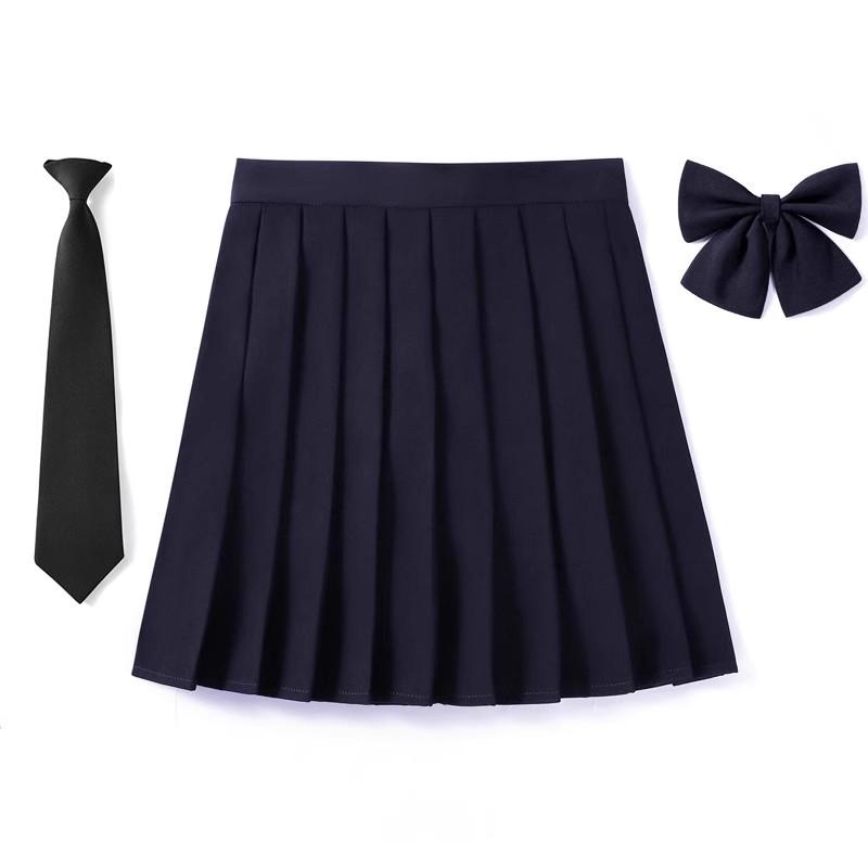 2025 Preppy Style Pleated Skirt Woman High Waist A-Line School Skater Mini Skirt Girl JK Uniform Skirt With Match Necktie Bowtie