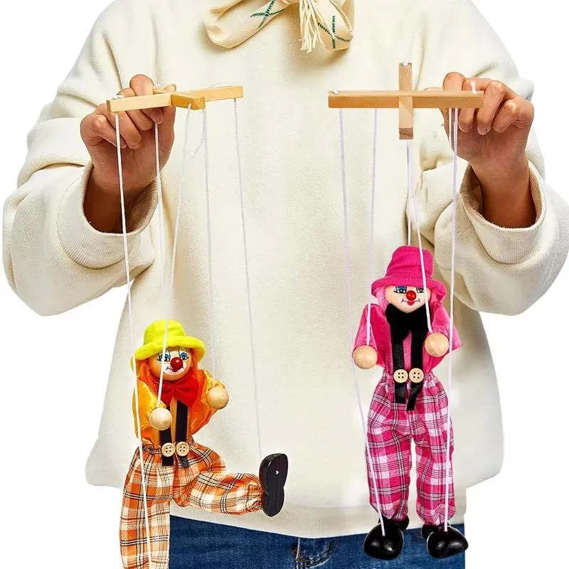 Marionette Puppets Clown Pull String Doll Birthday Christmas Gifts Theater Puppetry Party Favors For Kids Boys Girls Adults