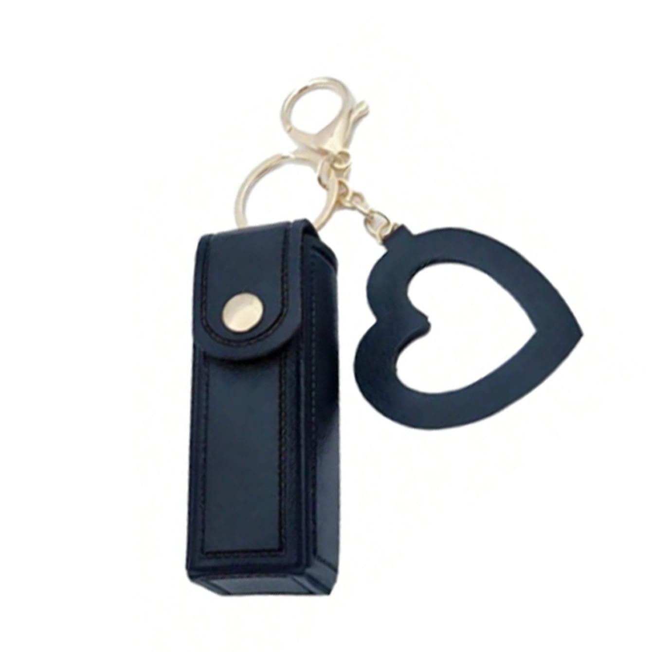 Heart-Shaped Mirror Lipstick Case Keychain Holder, Portable Pocket Makeup Stand, Travel Accessory, Gift for Family and Friends