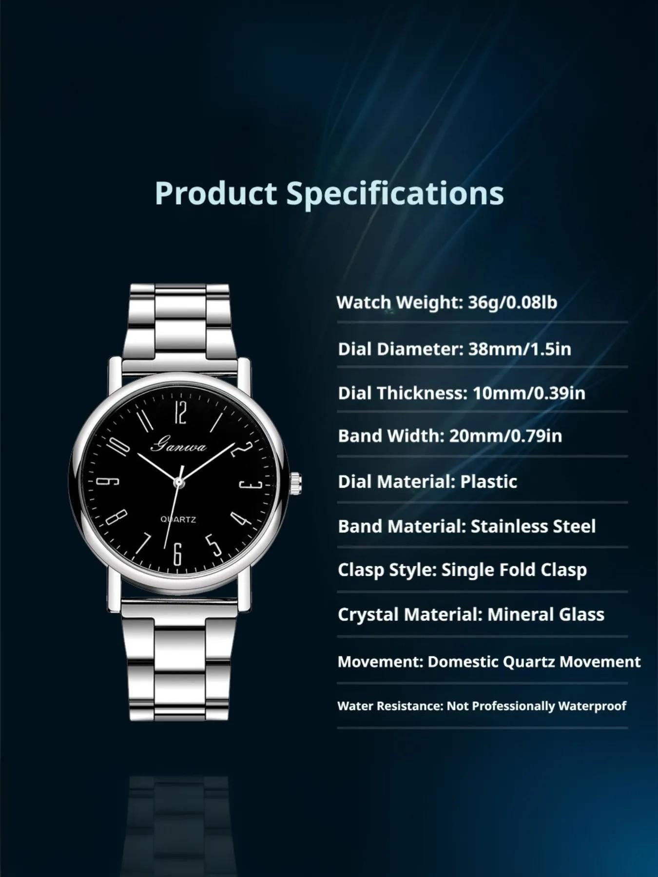 Men's Modern Quartz Watch, Stainless Steel Case, Analog Face, Business Casual Style, Includes Gift Box, All Seasons Wear