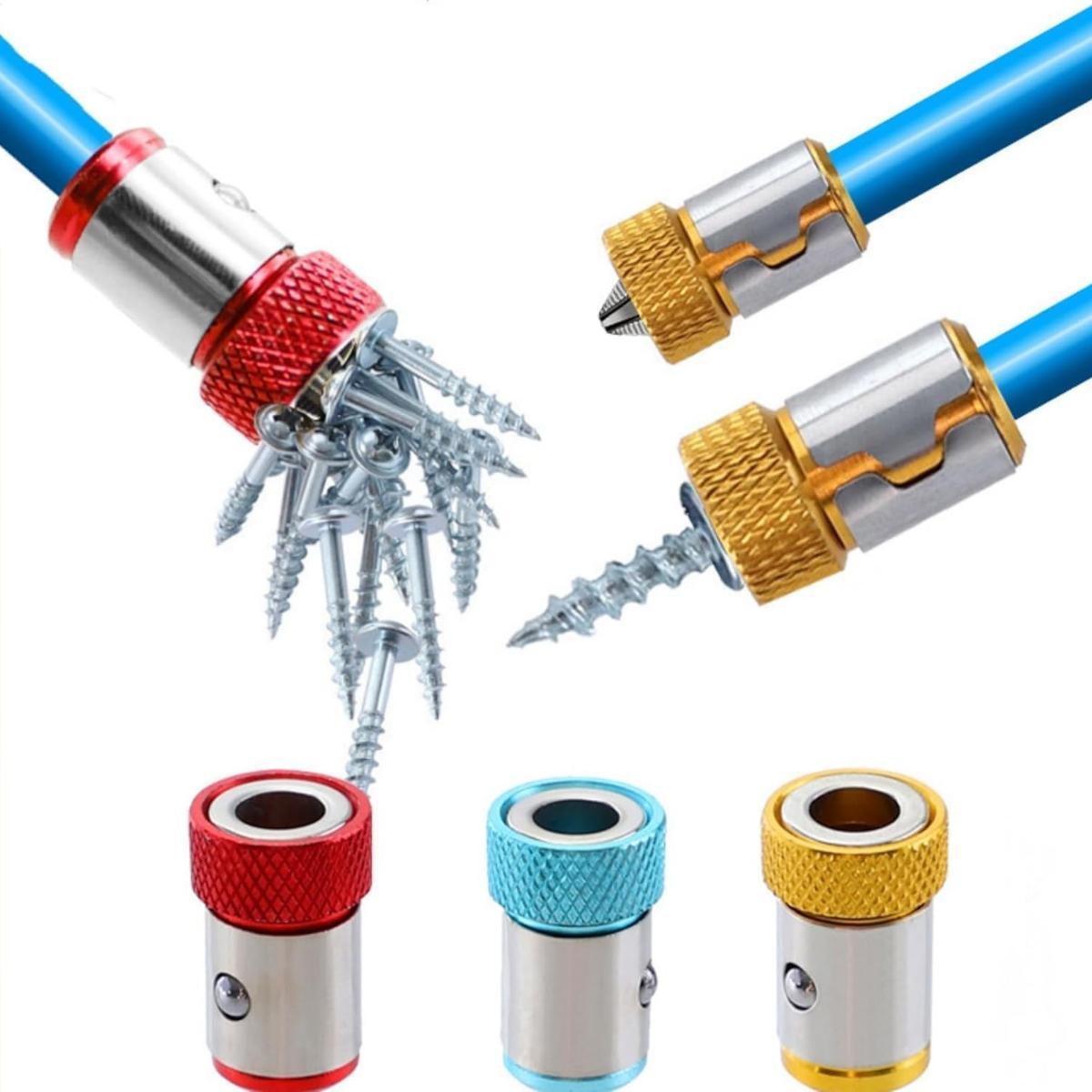 Upgraded Screwdriver Bit Magnetic Ring, Universal Magnetized Screws, Detachable, Suitable for Hex Screwdrivers and Electric Screwdriver Bits, Magnetic Screw Ring, Metal Magnetized Screws (3 pieces, mixed set)