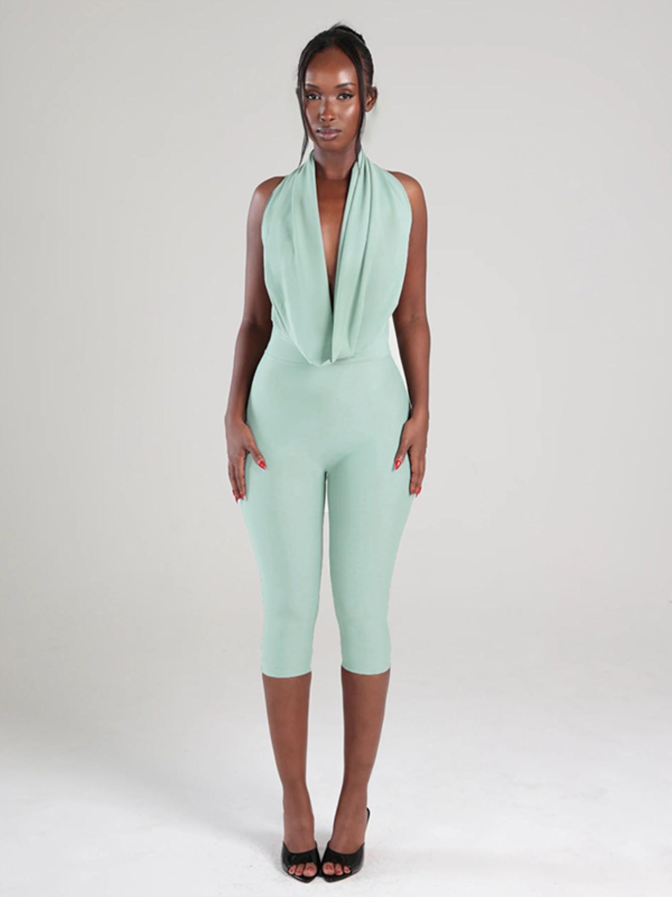 Women's Sexy Backless Sleeveless Bodycon Fit Jumpsuit, Simple Design, Casual Daily Wear, Fashionable, Stylish and Chic, Ideal for Everyday Womenswear