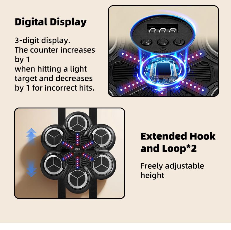 Bluetooth-compatible Smart Music Boxing Machine, Hanging Reaction Sandbag Punching Bag, Home Fitness Stress Relief, Includes Gloves & Charging Cable, Music Boxing Target