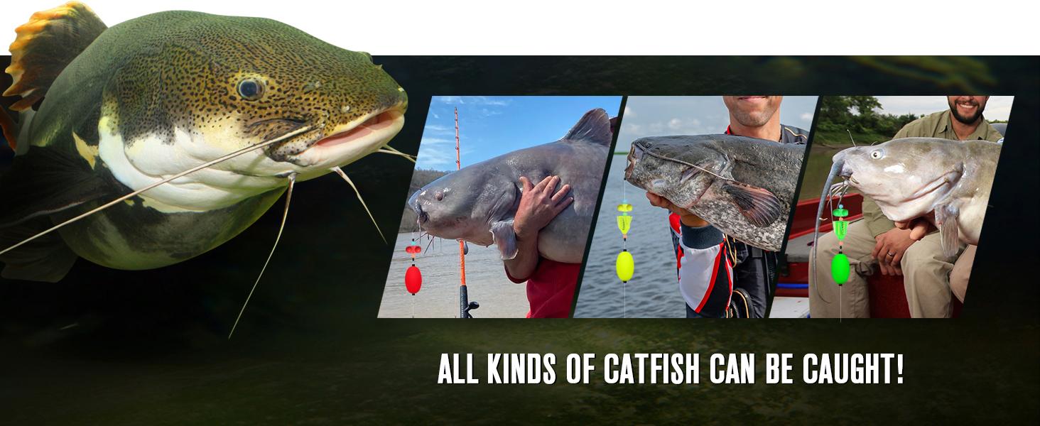 Catfish Rigs Santee Rig Catfish Float Rigs Circle Hooks  6/0 8/0 Catfishing Tackle 6pcs, Catfish Fishing Tackle Making Kit Equipment Accessories with Float, Hook, Swivel and Fishing Bell，bank fishing