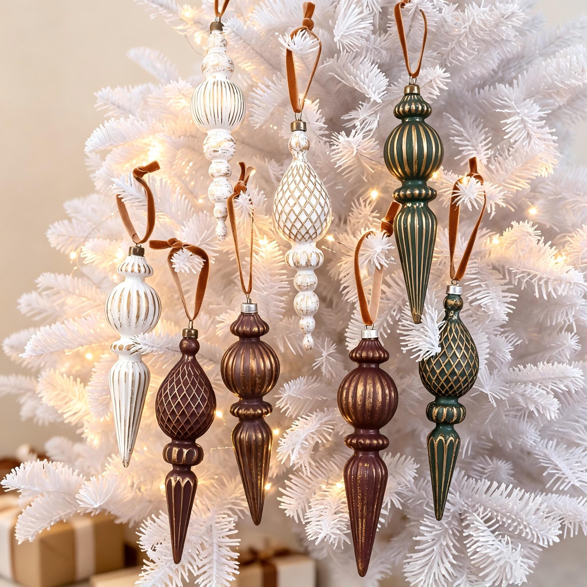Vintage Conical Christmas Ball Ornament, Decorative Ornaments, Plastic Electroplated Holiday Decor, Durable with Hanging Rope, 9pcs for Tree, Wreath, Fireplace, Party