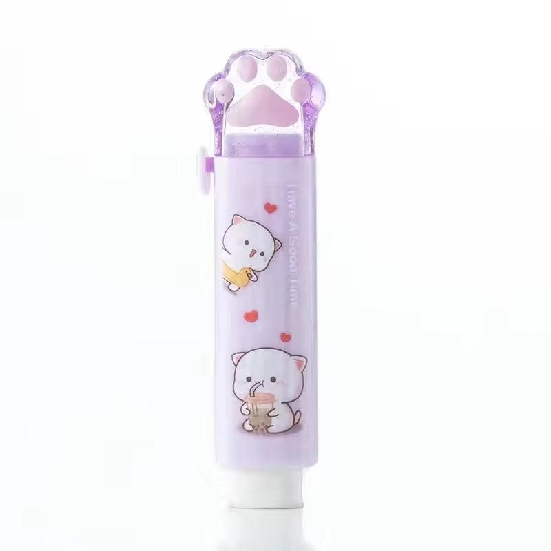 Cute Cat Paw Design Rubber Pencil Eraser, Perfect Gift for Girls & Students, Fun School Supplies Stationery Accessory