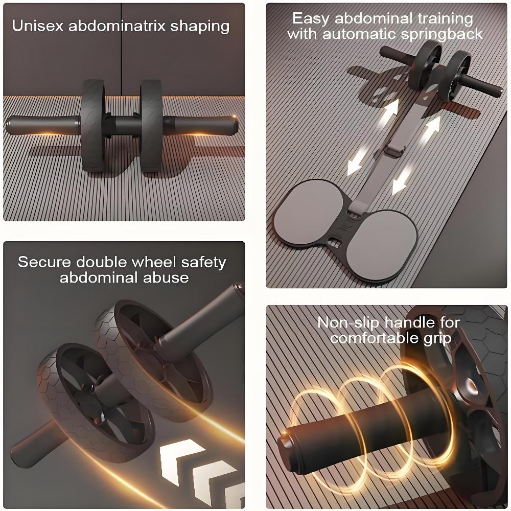 Automatic rebound ab roller with adjustable resistance, heavy-duty 330lb load-bearing. Non-slip surface and thick EVA knee pad protect joints. With unisex exercise guide for home ab training, compact portable for full core workout.