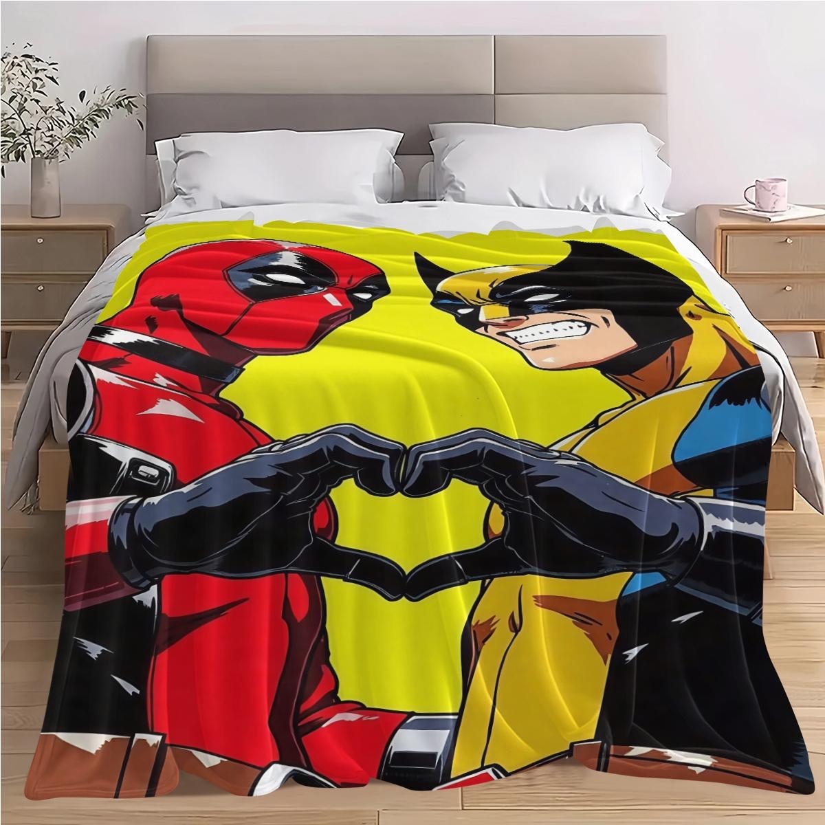 Deadpool Creative Digital Print Flannel Blanket, Thanksgiving Valentine Christmas Gift, Holiday Gift Throw Blanket, Multi-Purpose Outdoor Travel Blanket