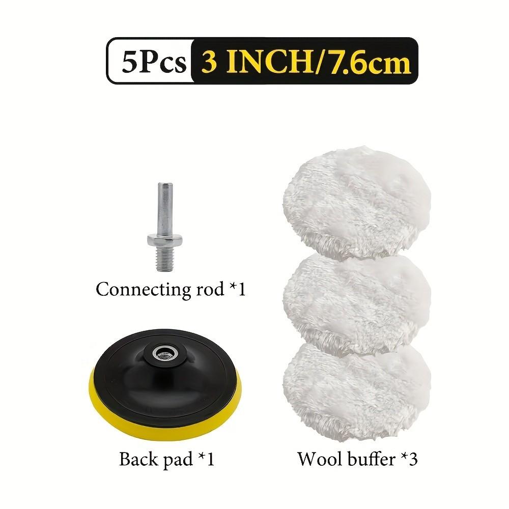 5pcs Set of Car Polishing Pads Designed for Drills - Including 3'' or 4'' Buffing Pads, Backing Plates and Adapter, Fit for Sanding, Polishing and Waxing Pads
