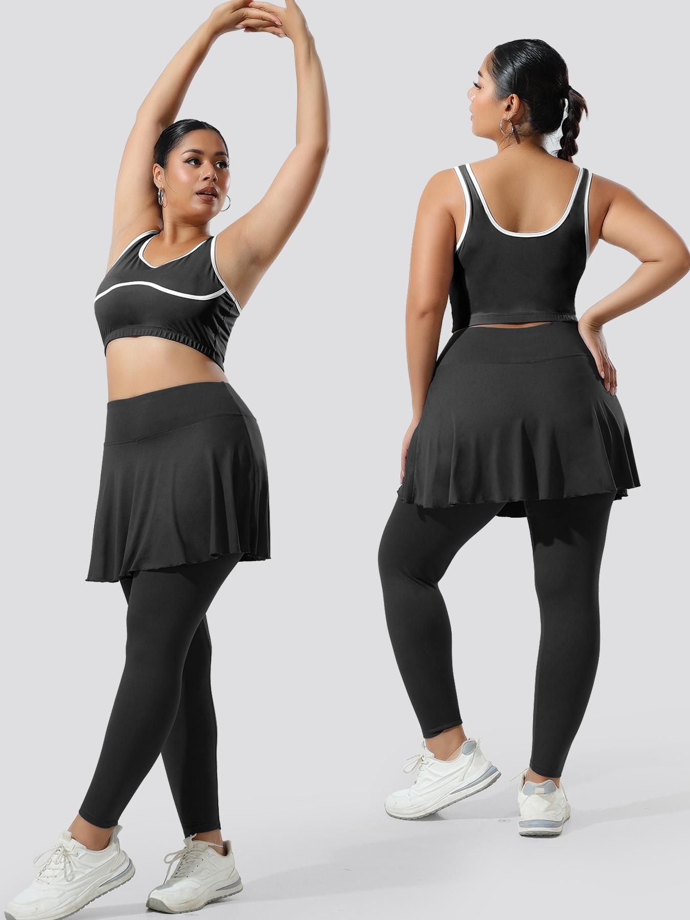 Women's Plus Size Skirt Pants with Pockets, High Elastic Soft Comfortable Sportswear, Tennis Attire, Unique Design, Active Skort Skirt, Sporty Breathable Skorts, Must-Have for Women