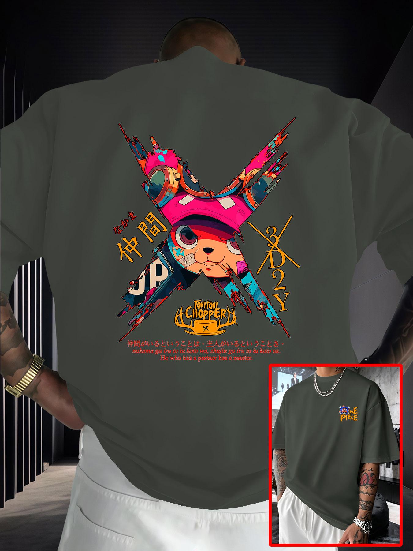 Anime Style Joejoe Printed Short Sleeve T-Shirt, Japanese Anime High Street Trendy Loose Fit Half Sleeve, Perfect for Manga Fans Collection