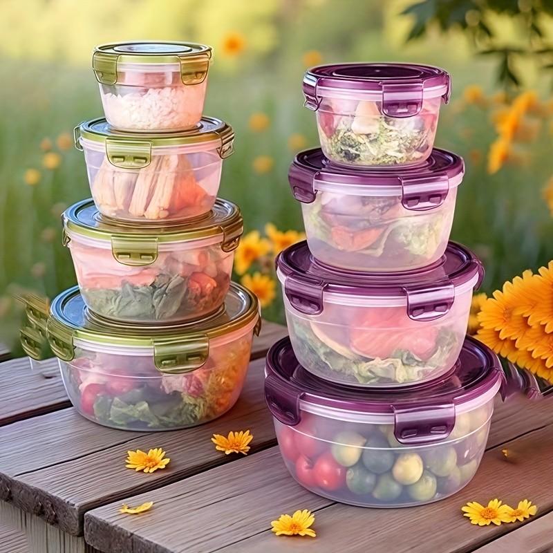 Food Storage Container with Lid, 4 Counts/set Leakproof Microwave-safe Stackable Kitchen Storage Container, Food Organizer Set for Fridge Airtight Food Storage