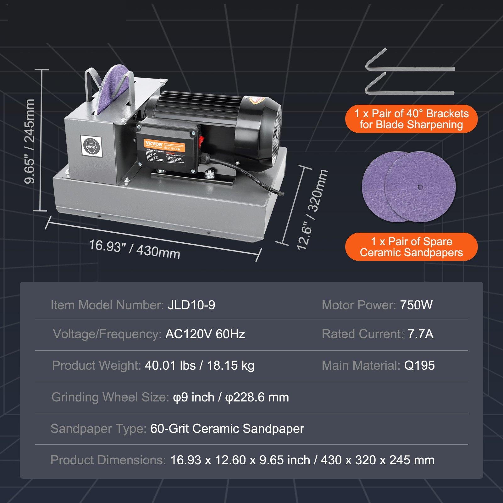 2/3HP 500W & 1HP 750W Lawn Mower Blade Sharpeners, 7/9-inch Ceramic Grinding Wheel, Powerful Bench Sharpening Machines for High/Low Lift, Gator, & Flat Blades