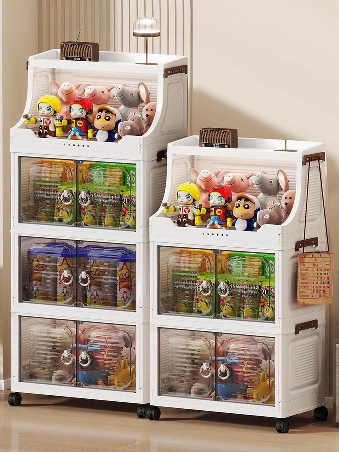 Foldable Storage Cabinet, Multi-Layer Home Bedroom Clothes Organizer, No Installation Living Room Plastic Shelf, Durable & Space-Saving Design, Drawers