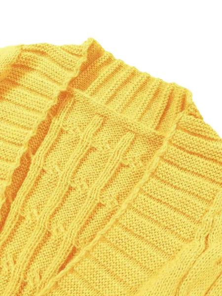 Women's Solid Color Pocket Open Front Knit Cardigan, Casual Long Sleeve Knitwear for Fall & Winter, Women's Knit Clothing for Daily Wear