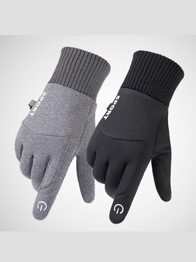 Men's Polyester Fleece Lined Gloves, Waterproof Windproof Touchscreen Compatible, Ideal for Skiing Cycling Motorcycle Outdoor Sports Motorbike Gloves