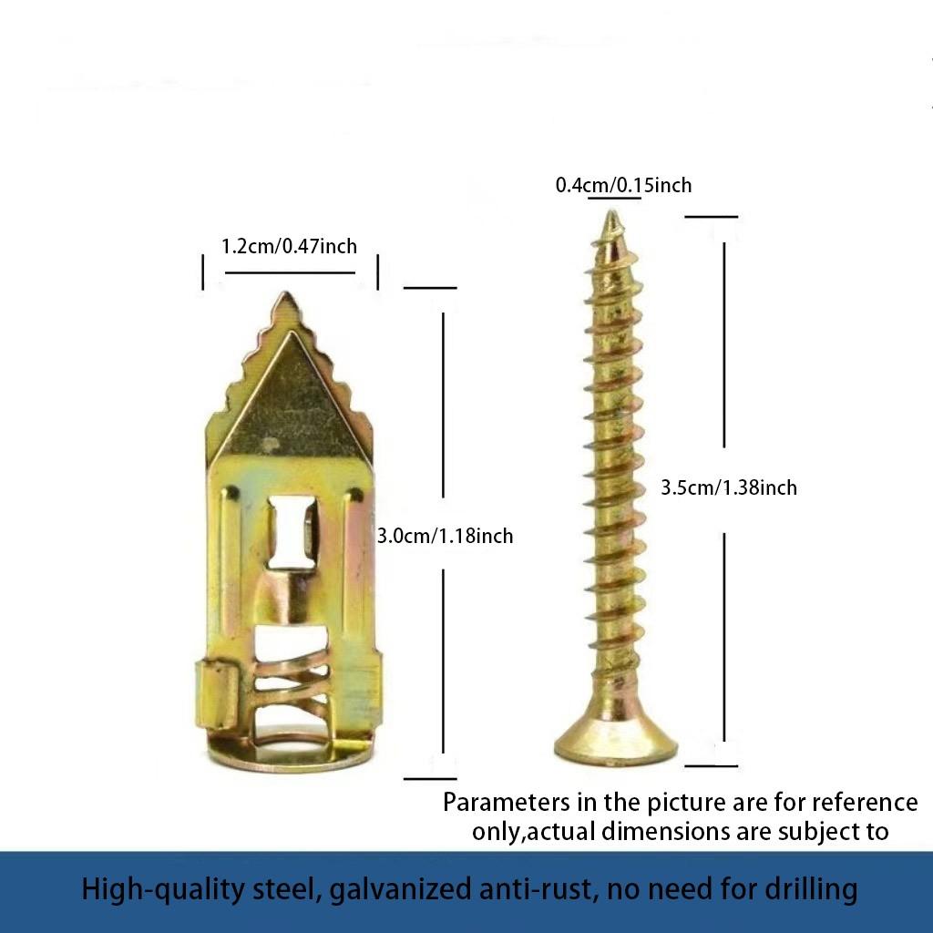 40pcs Self-Drilling Drywall Anchors and Screws Kit, 12x30mm, No Pre-Drilling Needed, Supports Up to 60 Lbs, Ideal for Home and Office
