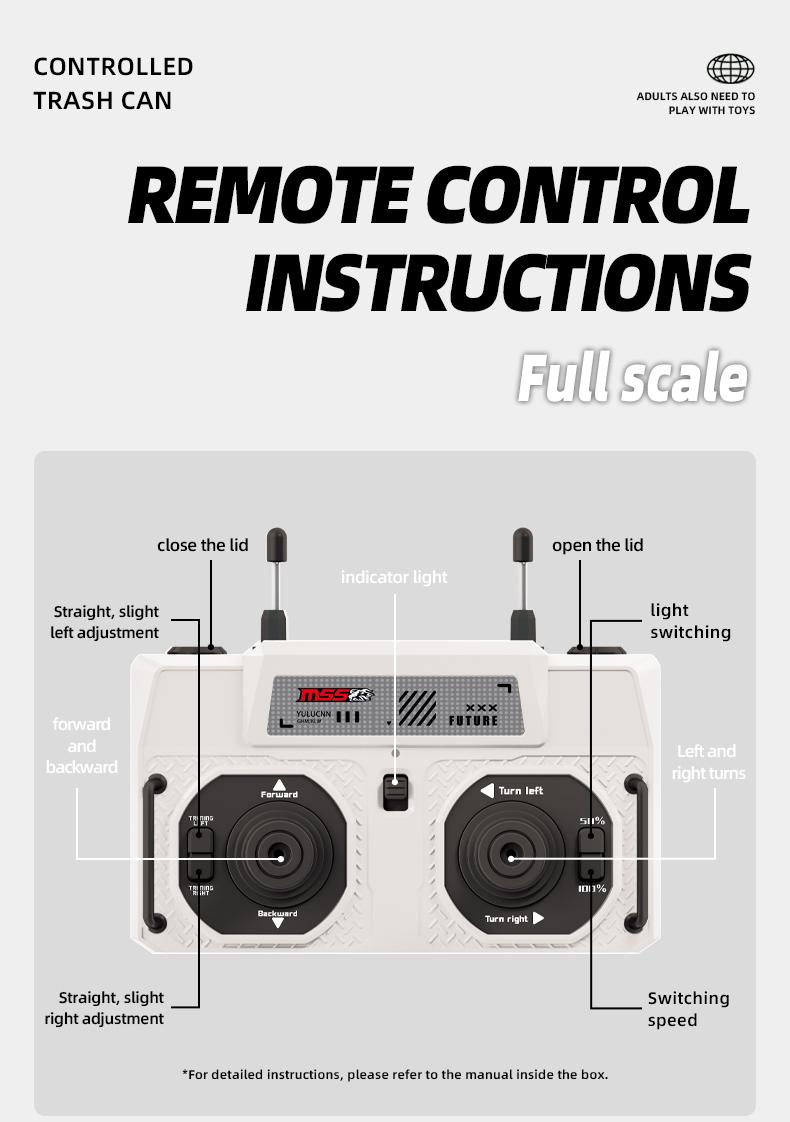 BRRRRT Mini Remote-Controlled Trash Can, Full-Scale Remote-Controlled Proportional Toy Set with Lights, Suitable for Adults, Children, Boys, and Girls, Remote-Controlled Trash Can Speed RC, Children's Christmas Gift.