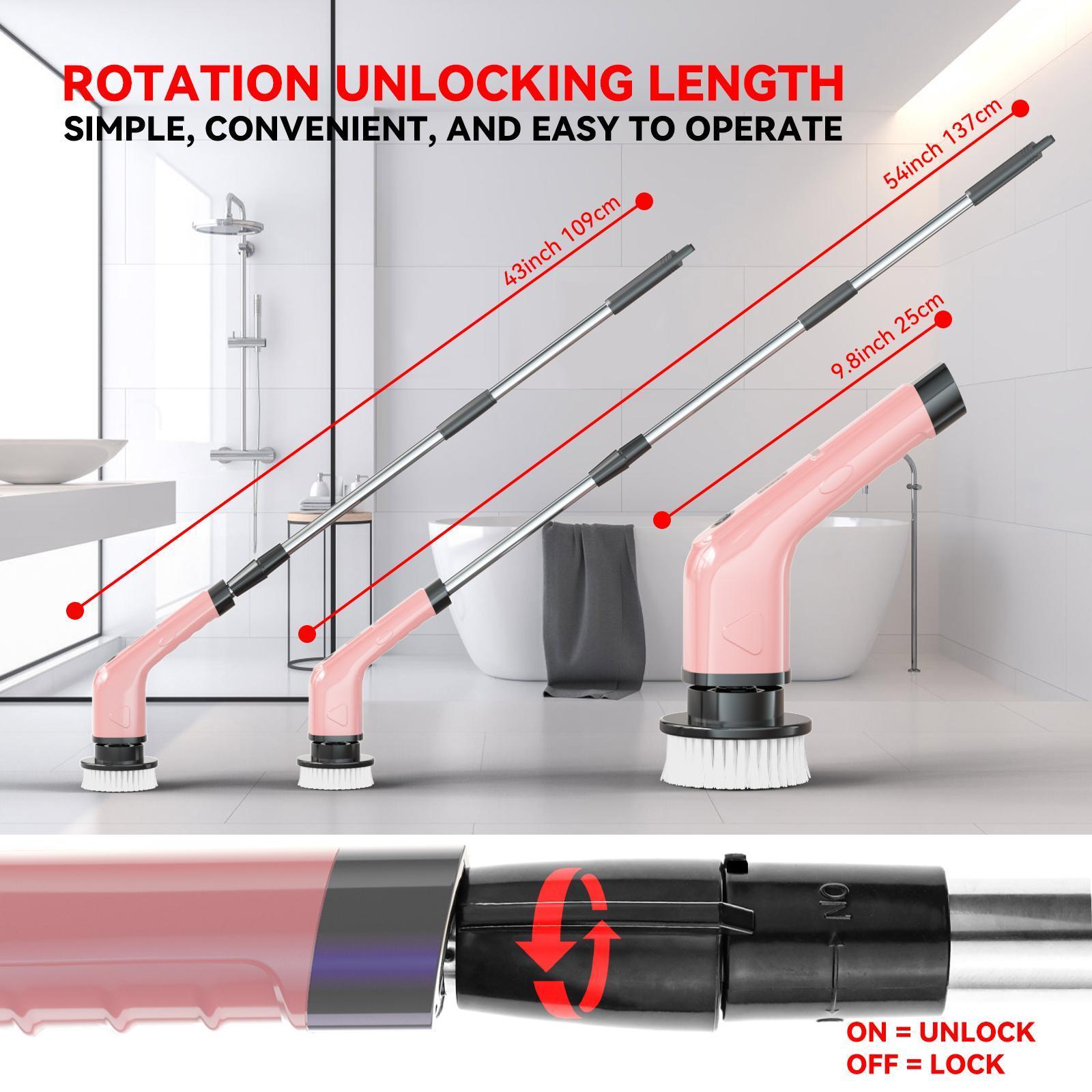 【Super Electric】Electric Spin Scrubber, Cordless Shower Cleaning Brush with 2 Speed & 8 Replaceable Brush Heads, IPX7 Waterproof Adjustable Handle Electric Scrubber for Bathroom, Kitchen, Tub, Tile, Floor, Toilet, Window cepillo giratorio