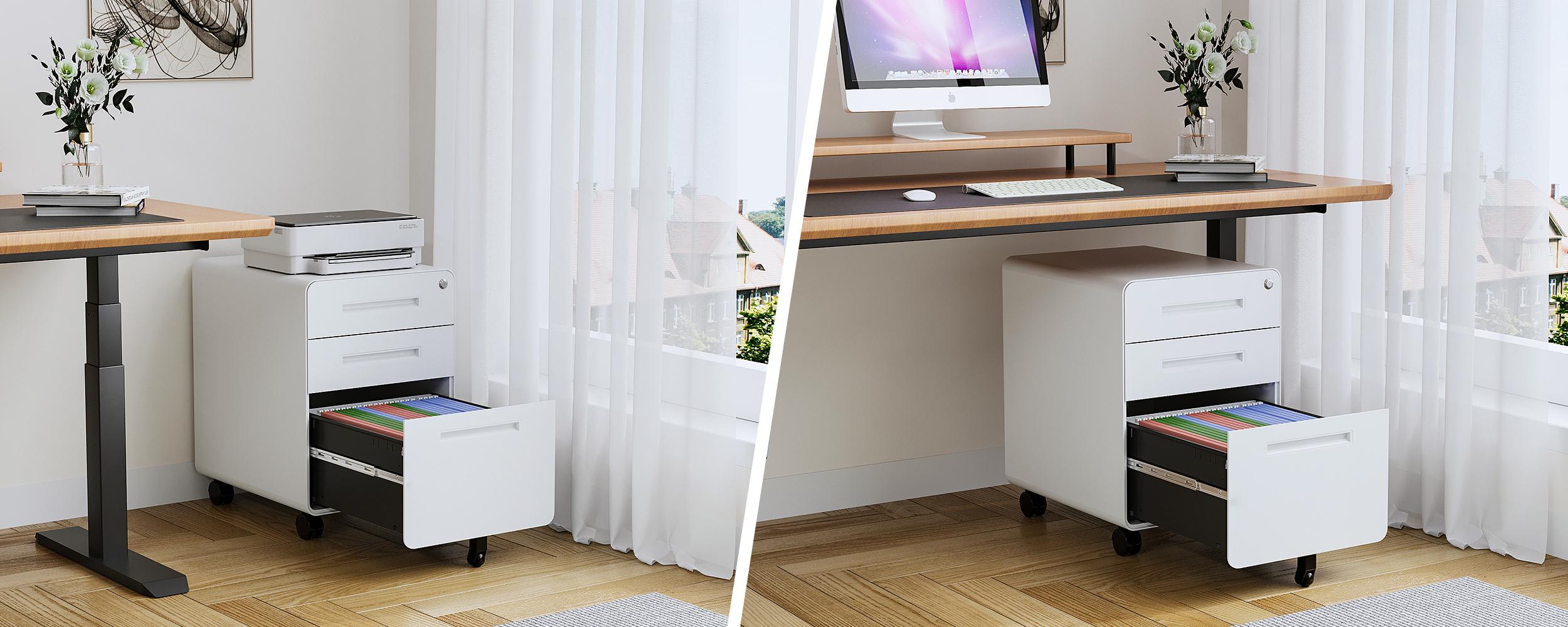 Letaya File Cabinet, 3 Drawer Filing Cabinets for Home Office with Lock Mobile Under Desk Fully Assembled Cabinet