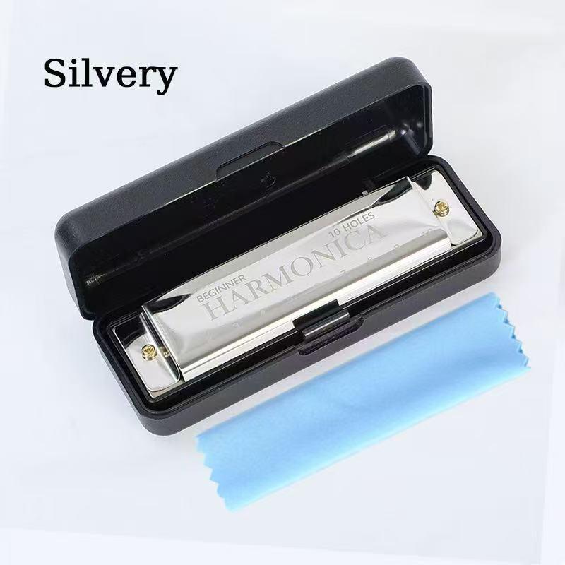 Portable Durable 10-Hole Colorful Diatonic Harmonica, C Tuned Harmonica with Case, Beginner Instrument, Perfect Gift for Friends