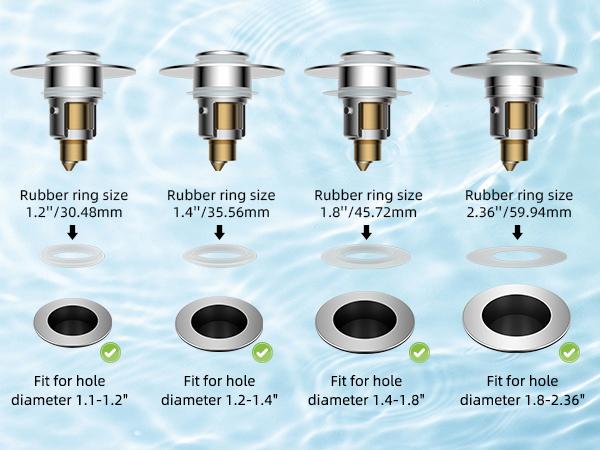 Hibbent Upgraded 3 in 1 Bathroom Sink Drain Strainer, Universal Pop Up Stopper with Removable Stainless Steel Filter Basket Hair Catcher, Sink Plug for 1.1''~2.36'' Basin, Brass Bullet Core, Chrome