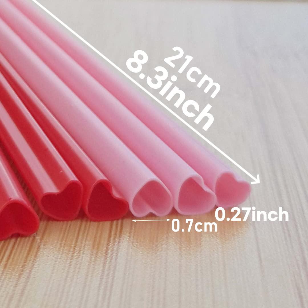 5/20/50/100/200pcs Cute Heart-Shaped Straws for Boba and Iced Coffee, Picnic, Valentine's Day, Wedding Theme Party Drink Accessories, Home Bar Accessories