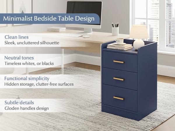 FOTOSOK Nightstands Set of 2 Black Nightstand with Charging Station, 3 Drawer Nightstand with Gold Handles, Side Table for Home Office FOTOSOK Nightstands Set of 2 Black Nightstand with Charging Station, 3 Drawer Nightstand with Gold Handles, Side Table for Home Office