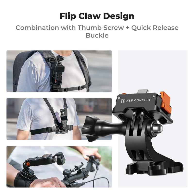 [K&F CONCEPT]Charging Adapter Base for DJI Osmo Pocket 3, Desktop Type-C Charging Dock Fit Arca-Swiss Standard, with 1/4 Screw Hole/Folding Finger, Aluminum Alloy Bracket