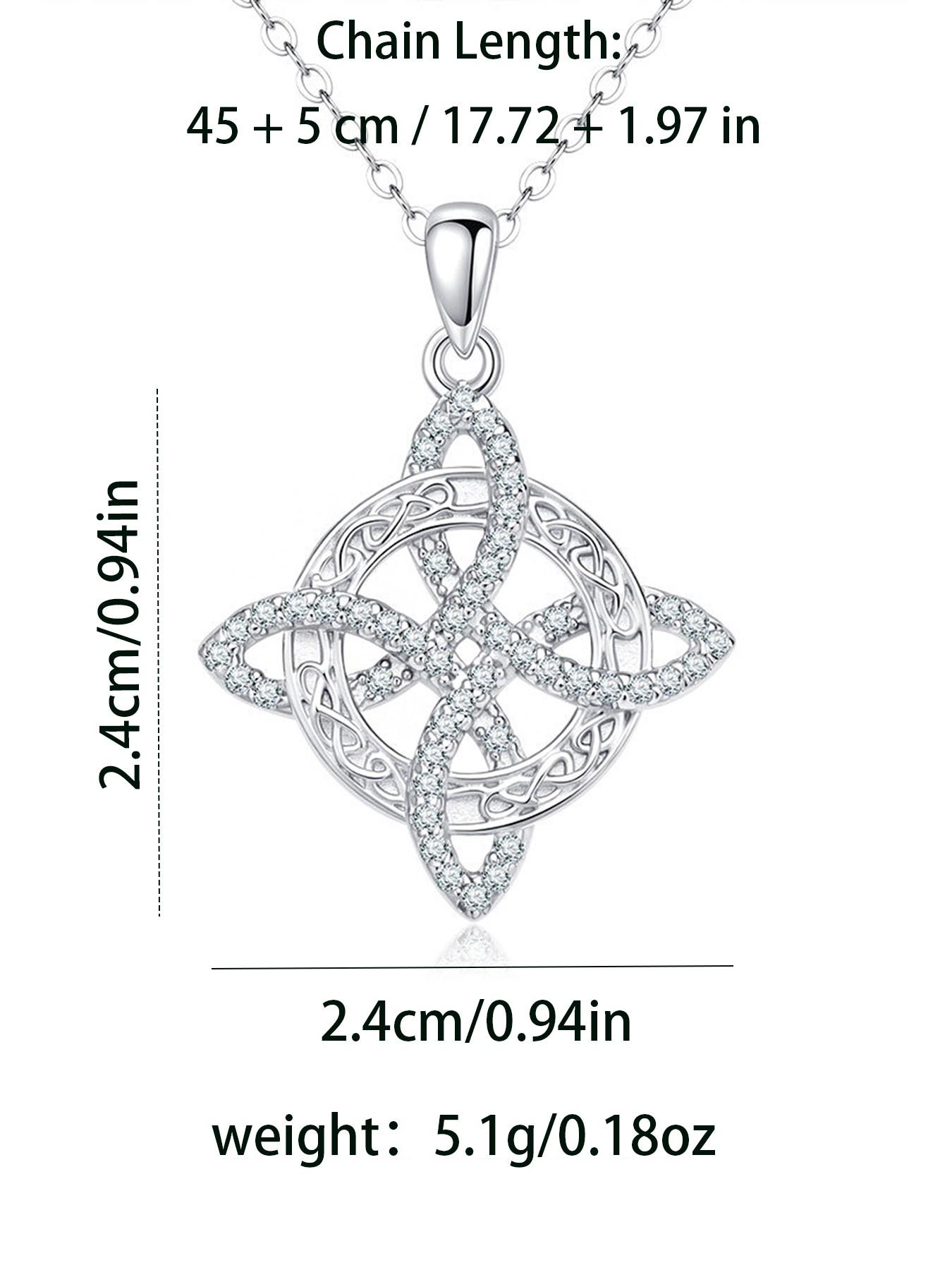 Classic Witch's Knot Necklace — A Luxurious Gold/Silver-Tone White Crystal Necklace for Women, Featuring a Zircon-Inlaid Trinity Knot. A Symbol of Good Luck, This CZ Pendant Serves as a Witchcraft Talisman and Protective Wiccan Jewelry.