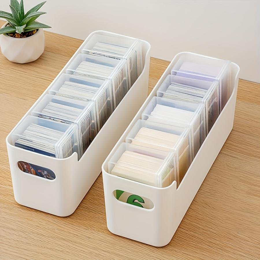 2pc Card Storage Box with 5 Compartments, PP Material Transparent Organizer for Cards & Postcards, Ideal for Young Adults & Students, Durable Plastic Organizers