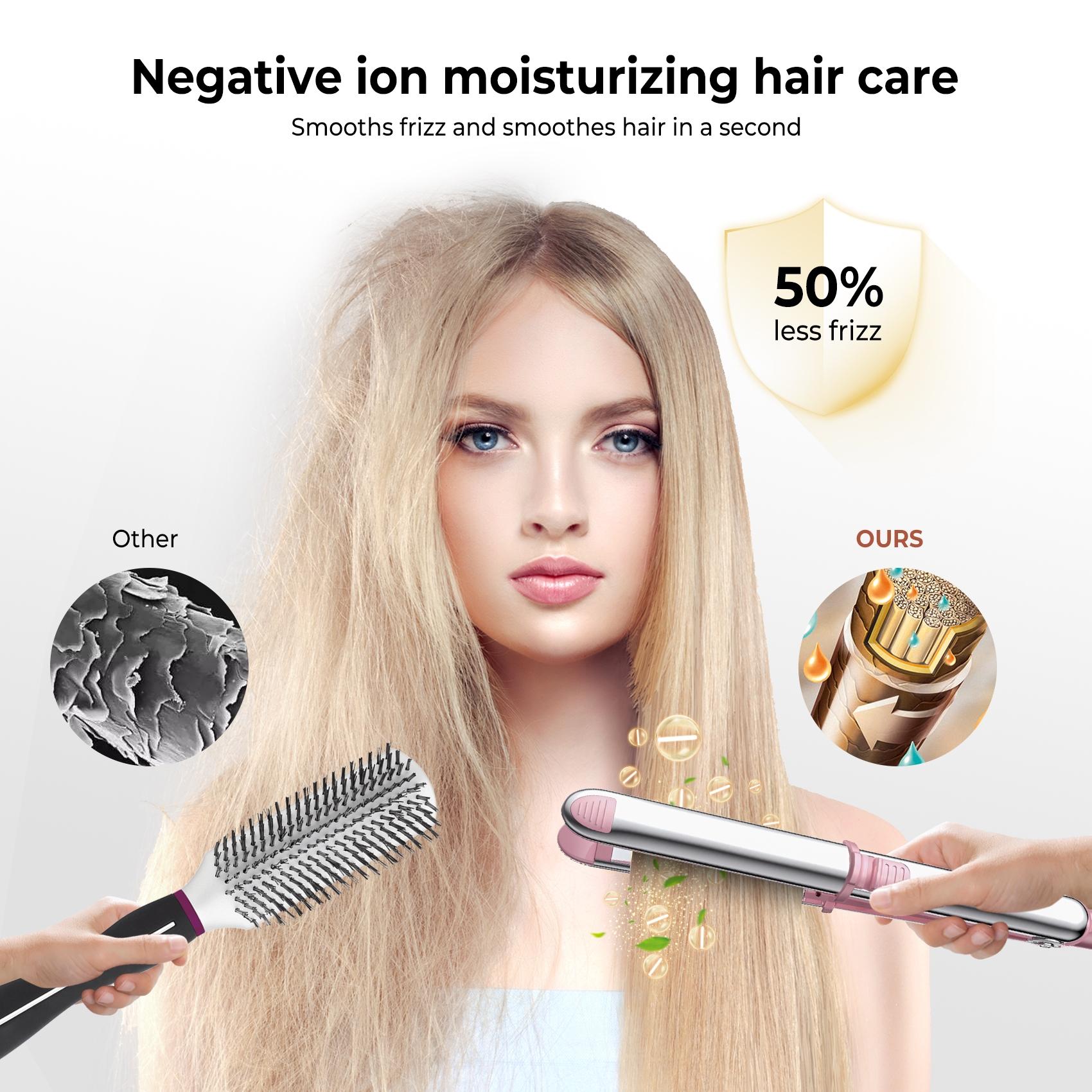 Professional Flat Iron Hair Straightener, Titanium Hair Straightening Ionic Fast Heating Hair Tools, 2 in 1 Hair Straightener Hair Curler, Hair Styling Tools for Women, Gift