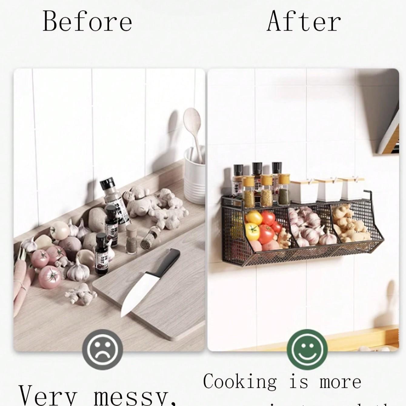 Multi-Functional Wall-Mounted Kitchen Storage Rack, Waterproof and Washable, Space-Saving Spice Organizer, Ideal for Cooking Ingredients