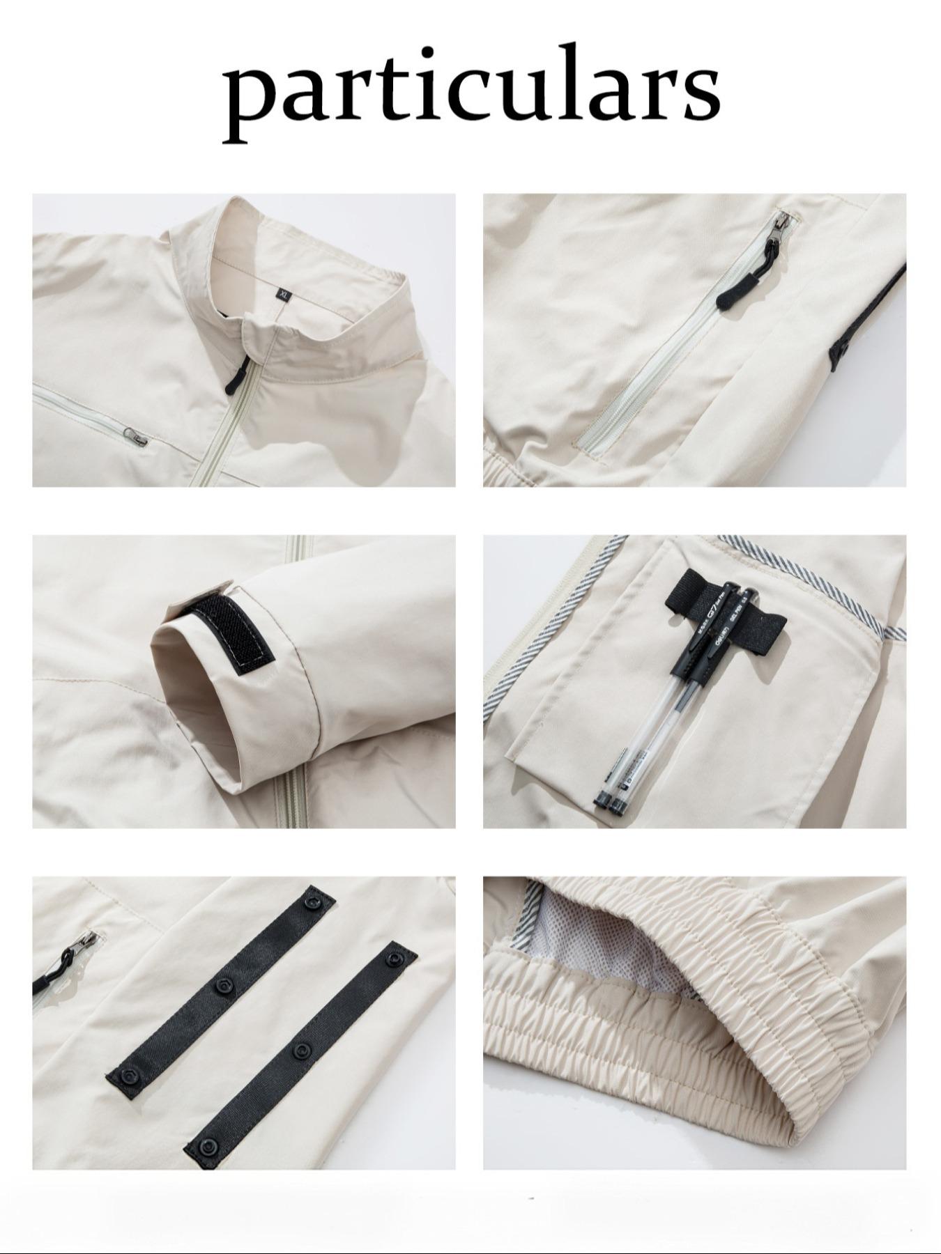 4 Fan Long Sleeve Work Air Conditioning Jacket, 4 Fans 2 Speed Lines, Unisex, Outdoor Fishing Camping Indoor Use, No Battery Included