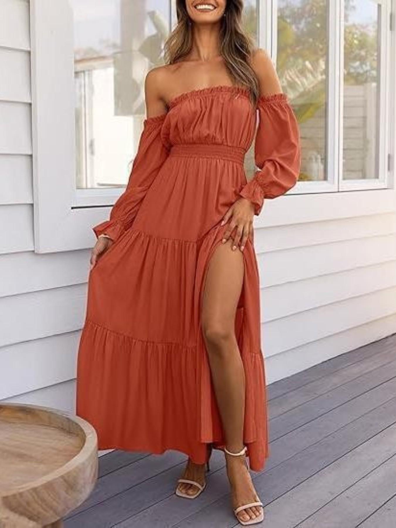 flowy maxi dress with split Deep V Neck Double Split Thigh Maxi Dress – Westernwildgirls