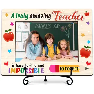 Teacher Picture Frame, Teacher Photo Frame With Stand, Teacher Appreciation Gifts, A Truly Amazing Teacher, Wood 4x6 Picture Frame for Desk Display(A04)