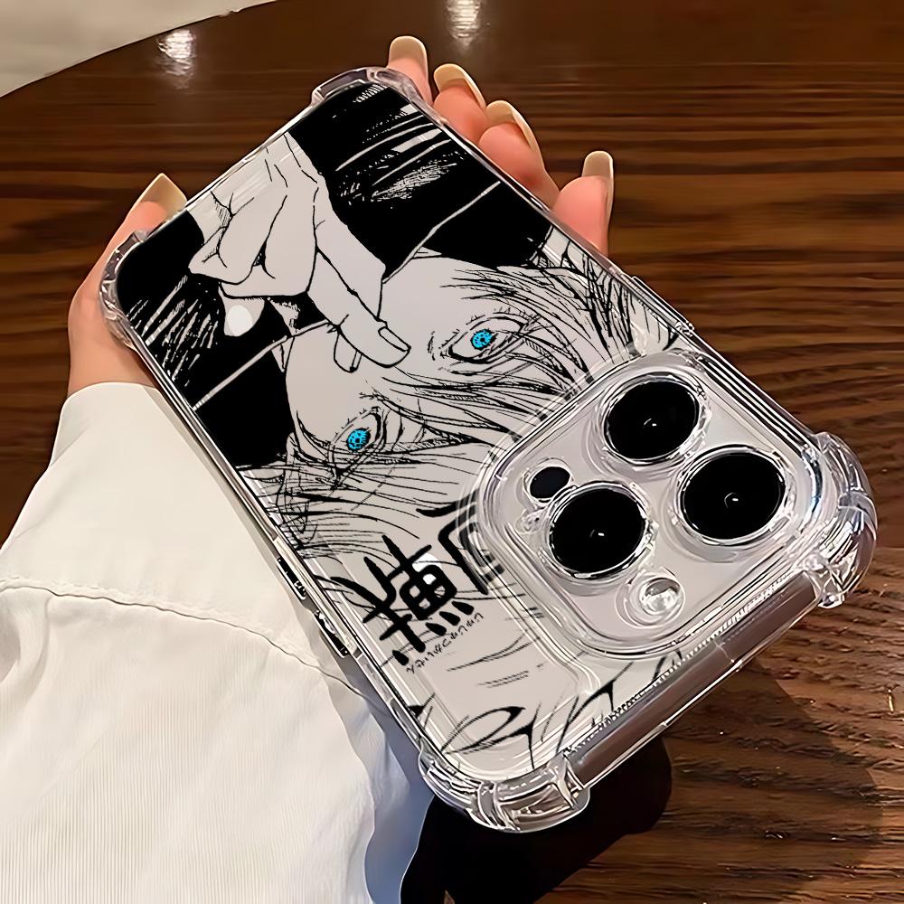 Anime Jujutsus Kaisens Gojo Protective Phone Case Suitable for iPhone 17 16e 16 15 14 13 12 11 Mini Pro Max Air X XR XSMAX 8 7 Plus Anti Fall Transparent Soft Back Cover