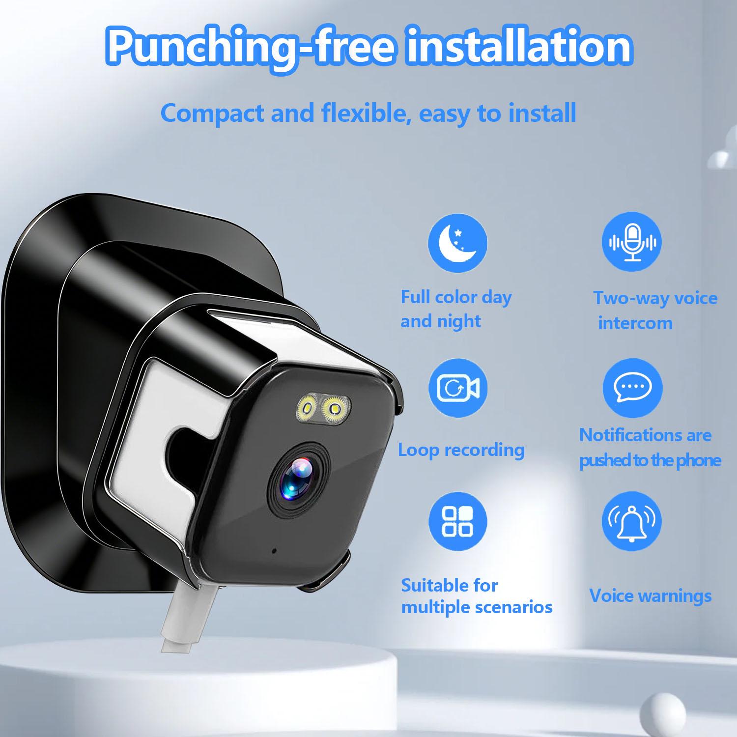 WiFi Window Camera Dual Stand, Adjustable Angle, No Screws, Self-Adhesive, Night Vision, Home Security Monitoring, Elderly, Kids, Pets