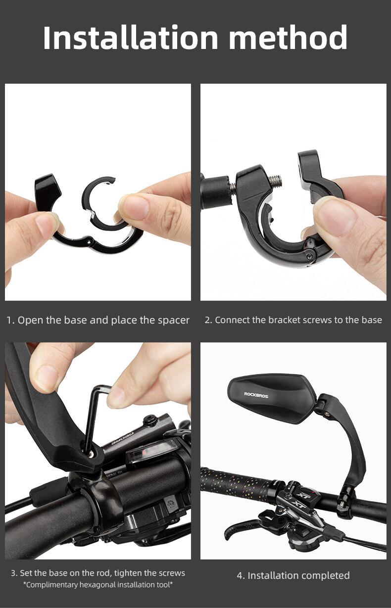 ROCKBROS Bicycle Handlebar Rear View Mirror Bike Cycling Wide Range Backsight Reflector Adjustable Left Right Bike Mirror